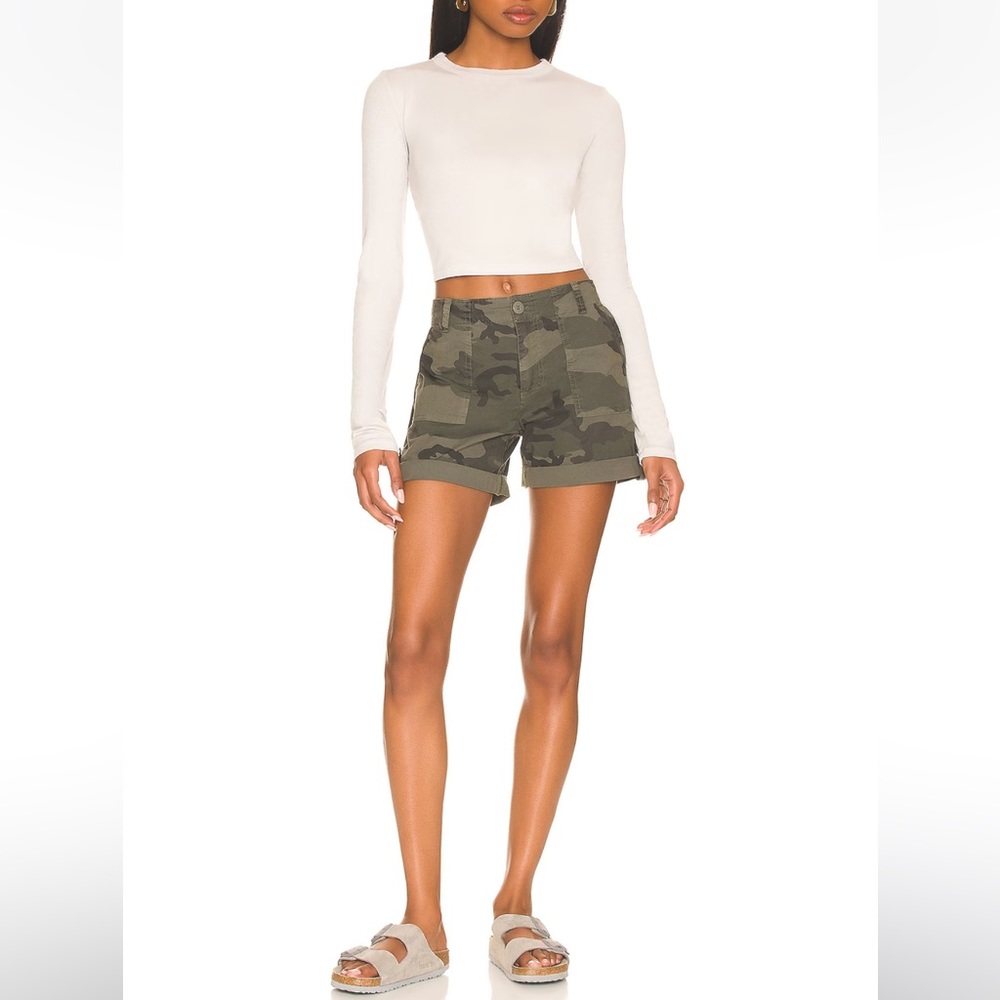 TOPSHOP Camo Cargo High Waisted Draw String Shorts